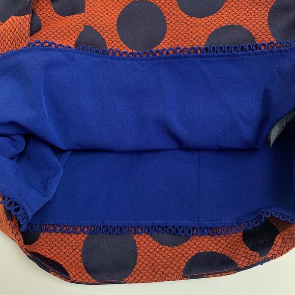 Anthropologie Maeve Dress Womens 4 Orange Black Polka Dot Cross Back Lined - Picture 10 of 15